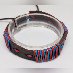 Men's Bracelet Leather Braided Brown New f65